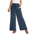 thumbnail image 1 of Mgmyaa Women's Plus Size Wide Leg Pants Solid Palazzo Flowy Drawstring Elastic Waist Pants with Pockets, 1 of 5