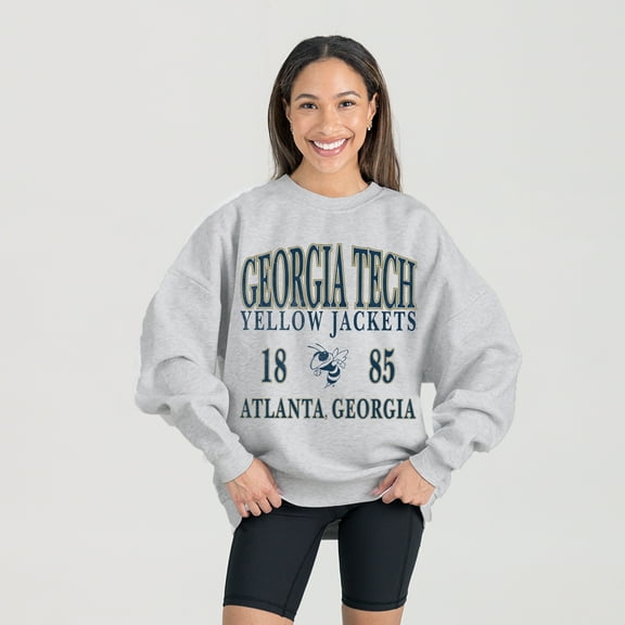 Women's Gameday Couture Ash Georgia Tech Yellow Jackets Premium Fleece Pullover Sweatshirt