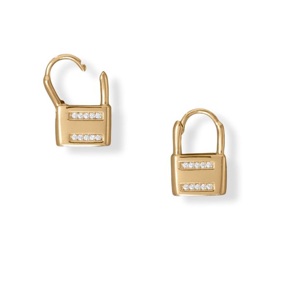 Padlock Lock Earrings 14k Gold-plated with Cubic Z