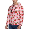 thumbnail image 3 of Pofeuu Hand Drawn Strawberry Print Mens Casual Hooded Collar Drawstring Hoodies Pullover Sweatshirts Casual Long Sleeve Shirts-Large, 3 of 7