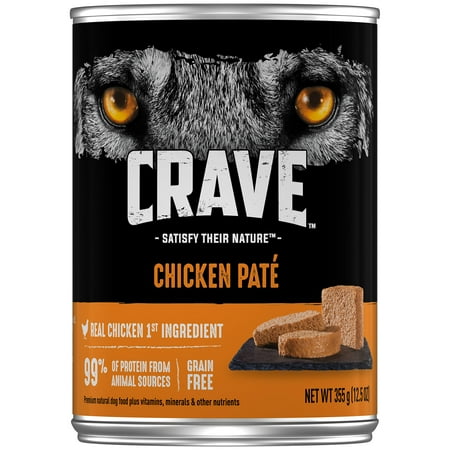 CRAVE Chicken Paté High Protein, Grain-Free Soft Wet Dog Food for Adult Dog, 12.5 oz. Can