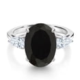 thumbnail image 3 of Gem Stone King 925 Sterling Silver Oval Onyx and White Moissanite 3 Stone Ring for Women (5.80 Cttw, Gemstone Birthstone, Available in Size 5, 6, 7, 8, 9), 3 of 6