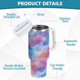 thumbnail image 4 of 40 oz Insulated Stainless Steel Tumbler Double Wall Stainless Steel Tumbler with 2-Way Drinking Watercolor Powder Blue Pattern, 4 of 9