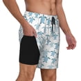 thumbnail image 3 of Picia Hand Drawn Turtle pattern Mens Swim Trunks with Compression Liner Stretch Beach Shorts Quick Dry with Zipper Pockets No-Chafing Board Shorts-Large, 3 of 9