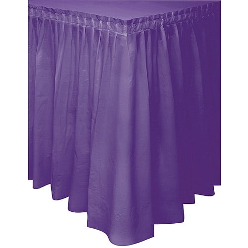 Dark Purple Plastic Party Table Skirt, 14ft
