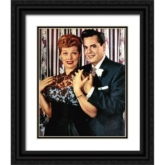 Vintage Hollywood Archive 12x14 Black Ornate Wood Framed with Double Matting Museum Art Print Titled - Desi Arnaz, Lucille Ball