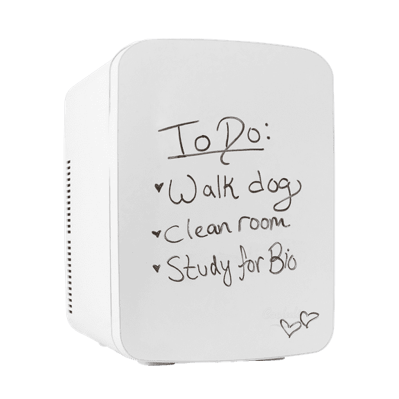 Cooluli Vibe White 15 Liter Compact Portable Cooler Warmer Dry Erase Whiteboard Mini Fridge for Bedroom, Office, Dorm, Car - Great for Skincare & Cosmetics (110-240V/12V)
