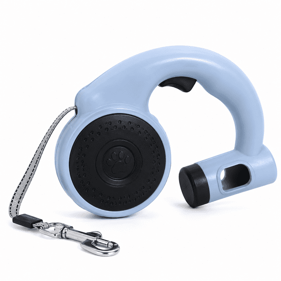 16FT Retractable Dog Leash for Small & Medium Dogs, One Button Brake & Lock, Tangle Free Nylon Tape, Ergonomic Anti Slip Handle, Blue