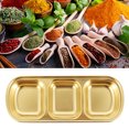 thumbnail image 3 of Miangastore 2Pcs Seasoning Dish Stainless Steel Sauce Dish Three Grid Appetizer Plate, 3 of 8