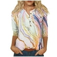 thumbnail image 2 of Womens Tops Womens 3/4 Length Sleeve Tops Casual Summer Shirts Loose Fit Three Quarter Length Sleeve Blouses Shirts for Women, 2 of 5