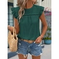 thumbnail image 4 of Women'S Round Neck Cap Sleeve Top Dark Green S, 4 of 5