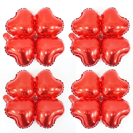 Celebration Foil Four Leaf Clover Design Inflation Balloon Red 18 Inches