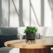 CoSoTower 7" Swirl Planter on Stand, Black