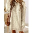 thumbnail image 3 of New Arrivals 2025: Women's Oversized Knit Dresses - Casual Long Sleeve Cable Knit Pullover Dresses with Lantern Sleeves, 3 of 6