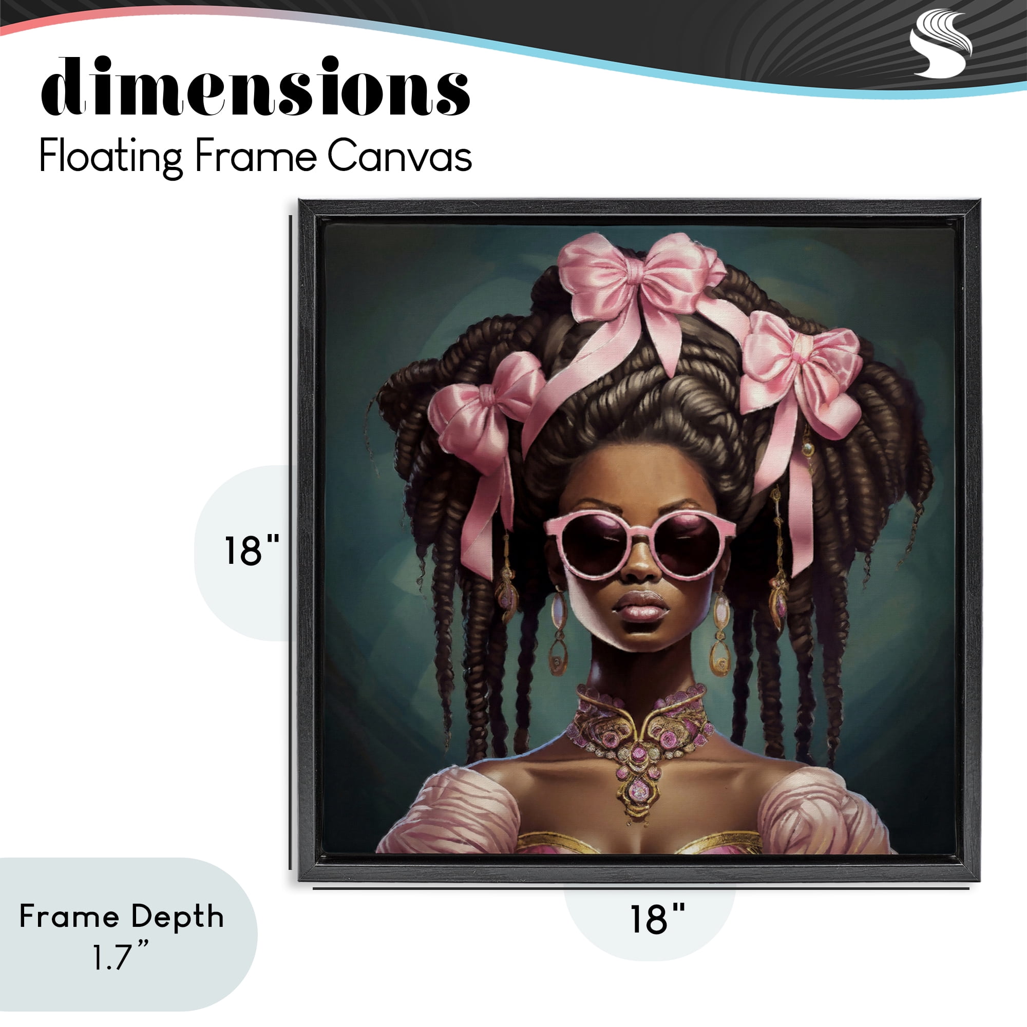 Stupell Industries Rococo Woman With Bows Black Framed Floater Canvas Wall Art, design by Grotto Studios