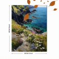 thumbnail image 3 of Coastal Cliff Flowers Oil Canvas Print, Wall Decor for Living Room Bedroom Dining Room Office Hotel Lobby, 3 of 8