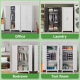 thumbnail image 5 of 71" H Metal Wardrobe Closet with 2 Doors and Adjustable Shelves,Clothing Locker with Hanging Rod,Wardrobe Storage Cabinet for Home,Living/Laundry Room-White/Assembly Required, 5 of 9