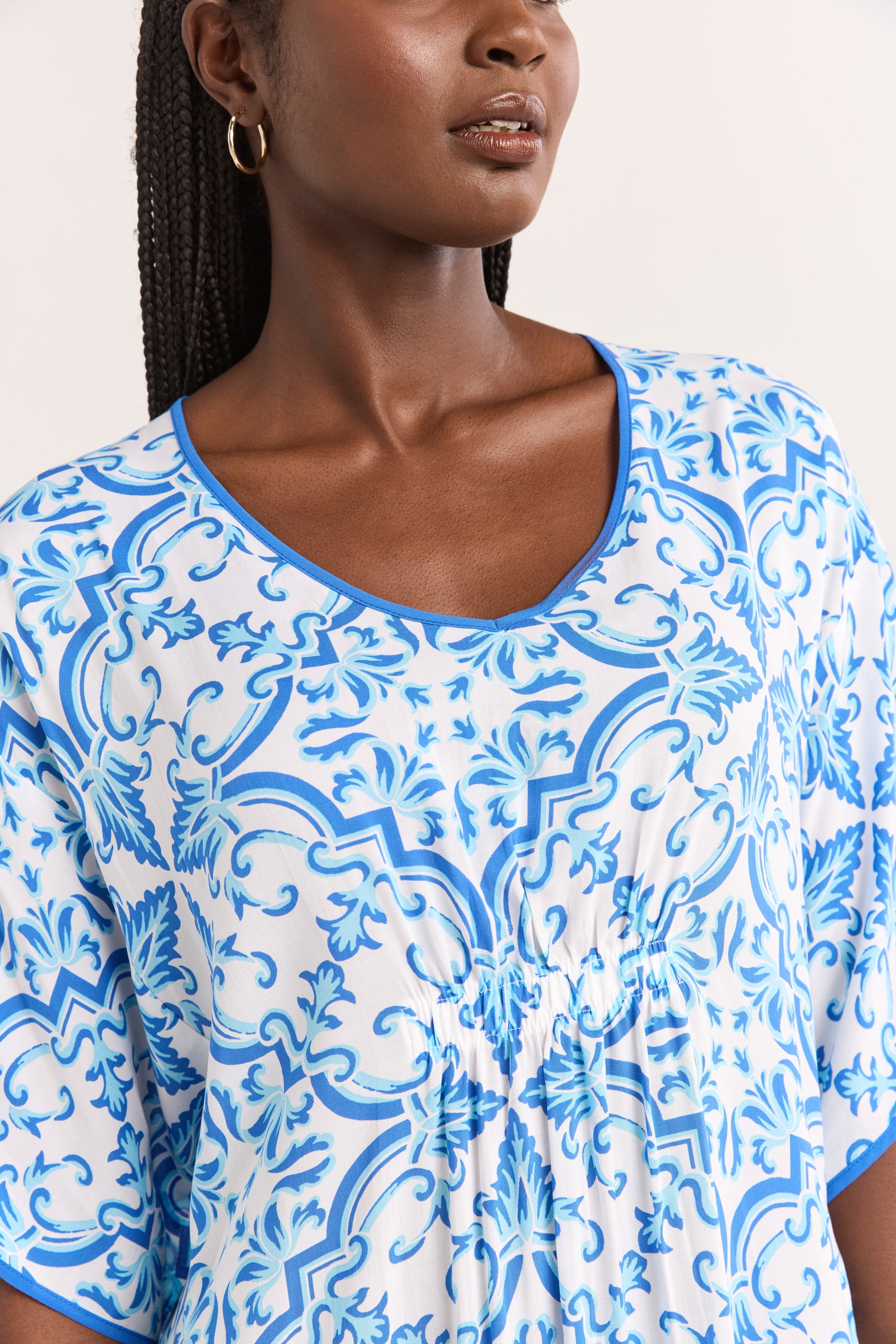 Joyspun Women’s Sleepwear Woven 46” Caftan Nightgown, S-4X