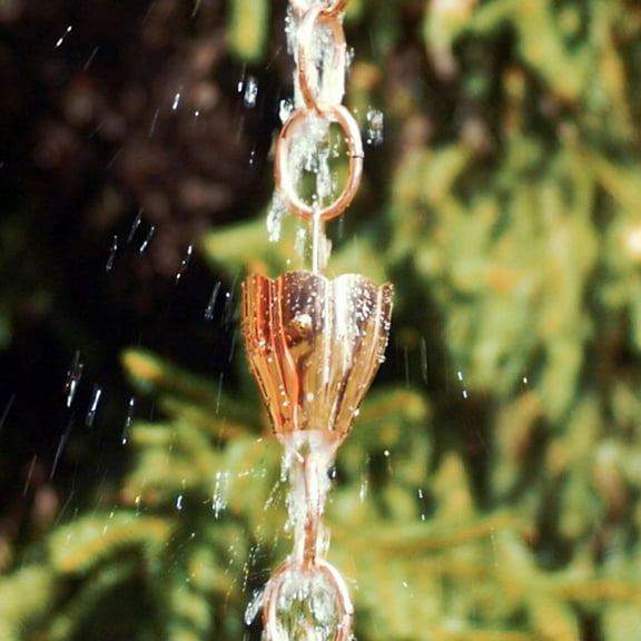 Good Directions 6 Cup Crocus Rain Chain, Pure Copper - 8.5 ft.