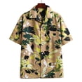 thumbnail image 2 of Camisas De Compresion Camisa de manga corta con solapa y hebilla de bolsillo con impresión digital 3D para hombre (Khaki, M), 2 of 3