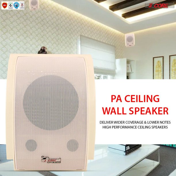 Outdoor Speaker Wired Waterproof System Wall Mounted Indoor Outside Patio Backyard Surround