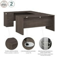 thumbnail image 2 of Bestar Logan 65W U Shaped Desk in medium gray maple, 2 of 4