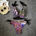 thumbnail image 4 of Bikini de encaje con estampado vintage sexy para mujer Conjunto de traje de baño acolchado con push-up para la playa Fridja  nalpqowj21697, 4 of 8