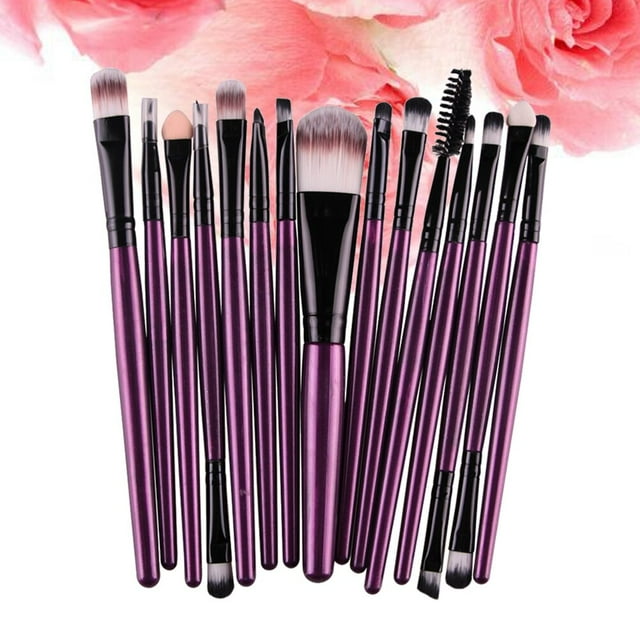 COOPHYA 15Pcs Cosmetics Powder Blush Brush Black Precise Design For Uniform Makeup Look