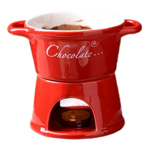 Fondue Cup Chocolate Melting Mug Warmer with Fork Ceramic Fondue Pot for Cheese Caramel and Chocolate Cooking Utensils