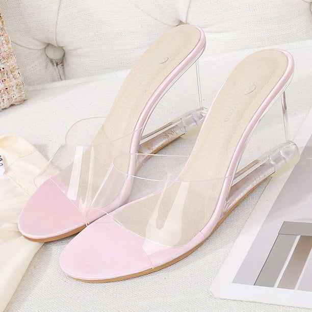 Zapatos transparentes sin cordones con puntera abierta zapatos de vestir sexys transparentes para mujer