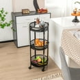 thumbnail image 3 of Gymax 3-Tier Rotating 1-Second folding Storage Rack Metal Rolling Utility Cart Round, 3 of 10