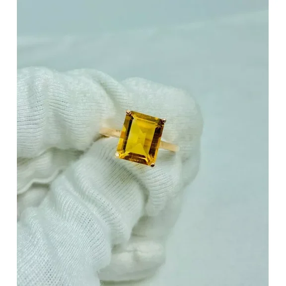 925 Sterling Silver Certified Natural Yellow Citiren Handmade Ring