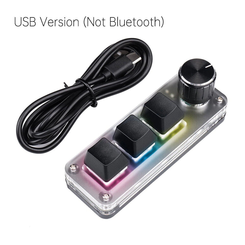 Portable RGB Macro Custom Gaming Keyboard Knob 3 Key + 1 Knob Programmable Keyboard