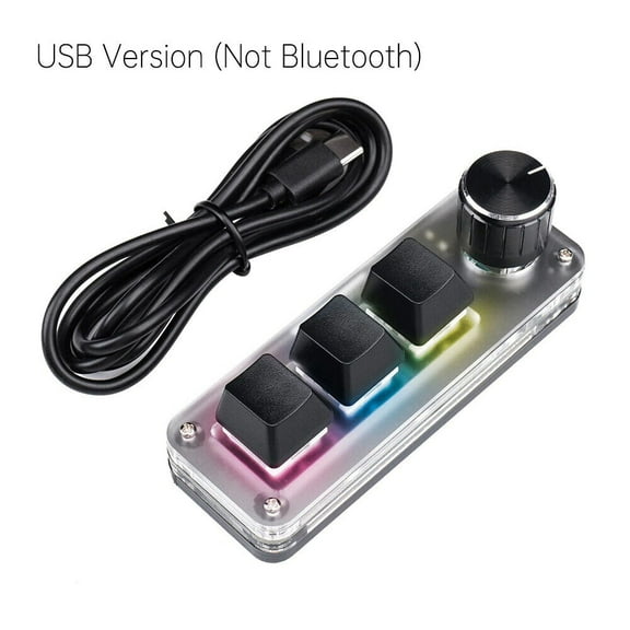 One Handed Programmable Mechanical Keyboard 3 Key   1 Knob Type-C Interface