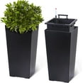 thumbnail image 3 of OUYAWEI Ensemble de 2 Jardinières de 16 Po de Hauteur Intérieur Extérieur avec Tablette Conique, Insert Auto-Absorbant en Résine Plastique Noir pour Porche, 3 of 7