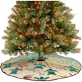 thumbnail image 2 of Sea Turtle Summer Tree Skirt Beach Xmas Tree Mat Starfish Conch Shell Farmhouse Rustic Party Home Decoration Holiday Indoor Outdoor Ornaments 36 Inches, 2 of 6
