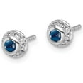 thumbnail image 2 of 14k White Gold Diamond and Cabochon Sapphire Earrings - 4mm, 2 of 6