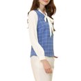 thumbnail image 4 of Allegra K Women's Plaid Casual Contrast Color Long Sleeve Bow Tie Neck Blouse, 4 of 6