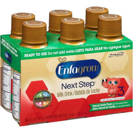 Enfagrow Toddler Next Step Vanilla Milk Drink, Ready to Use, 8 fl oz Bottles, 1 Pack of 6