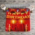 thumbnail image 3 of Ambesonne 50th Birthday Quilted Bedspread Set 3 Pcs, Chocolate Cake, Queen Size, Multicolor, 3 of 3