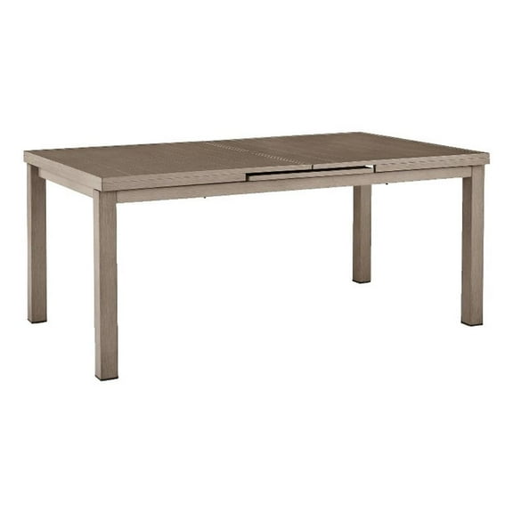 Bowery Hill Outdoor Rectangular Aluminum Dining Table in Brown