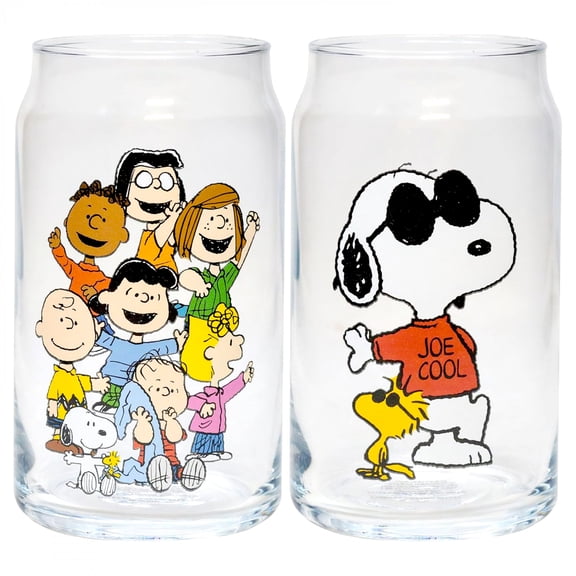 Peanuts Joe Cool and The Gang 2-Count Set of Drinking Glasses