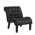 thumbnail image 4 of Andeworld Accent Chairs Set of 2 Living Room Bedroom Upholstered Tufted Curved Backrest Fabric Lounge Chair with Wood Legs（PU Black）, 4 of 6