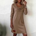 thumbnail image 6 of Quixlent Cowl Neck Knit Dress for Women, Long Sleeve Ribbed Knit Mini Sweater Dress, Casual Fall Spring Outfits, 6 of 8
