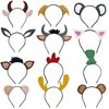 Cute Cartoon Animal Headbands Set - Cat Ears Headbands Neko Ears Hairbands Cosplay Safari Ears Zoo Animals Headbands Jungle Theme Party Supplies Kawaii Accessories 12pcs/pack