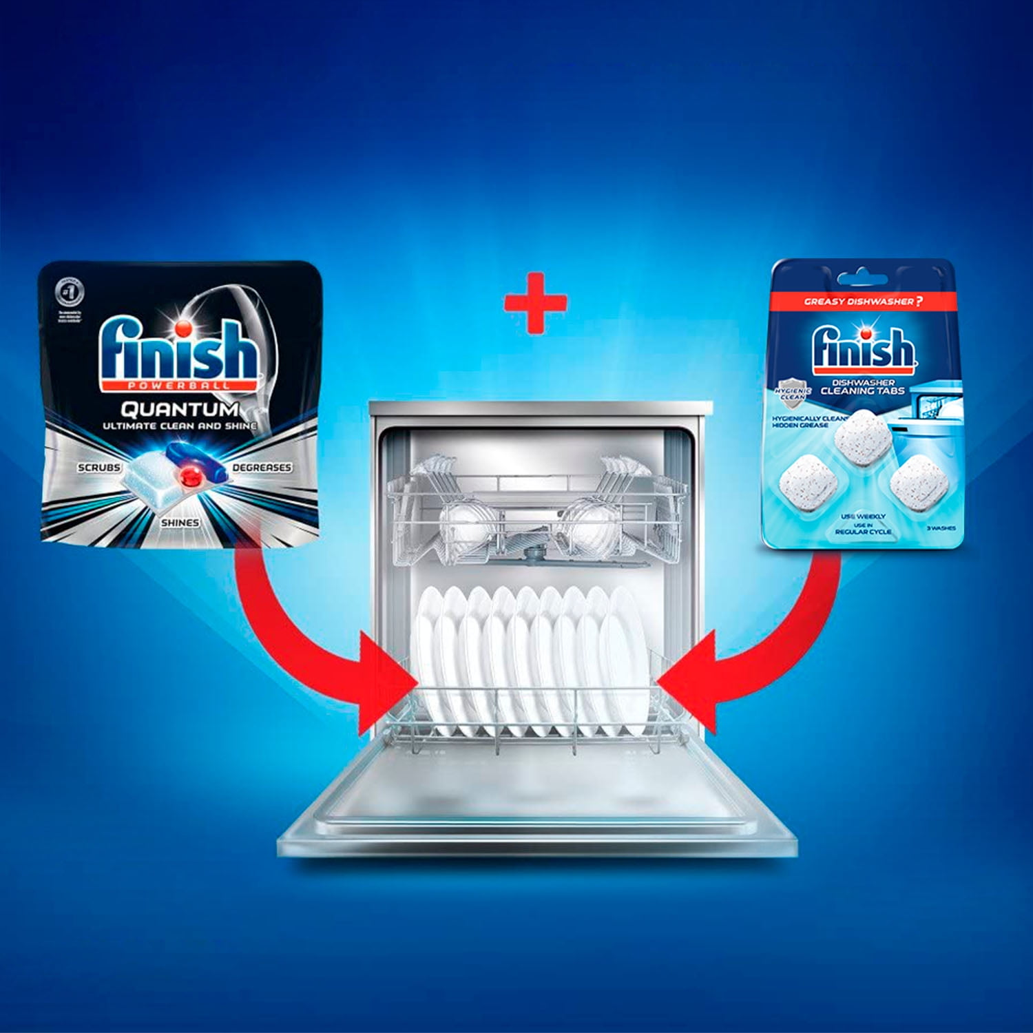 Finish In-Wash Dishwasher Cleaner, 4 Count