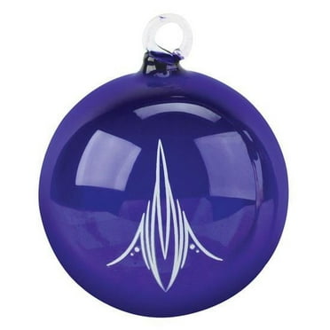 Blue Glass Hot Rod Pinstripe Christmas Tree Ornament