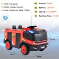 thumbnail image 2 of Lazy Buddy Kids Ride On Car 12V  Electric Powered Red Fire Truck Toy w/ Remote Control, LED Lights, Siren for Toddler 3+, 2 of 8
