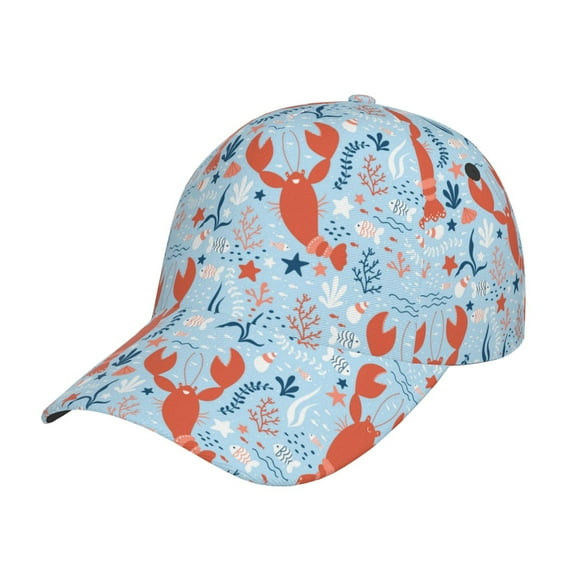 Honeii Lobsters Print Hat, Women's Baseball Hat Unisex Fit, Baseball Cap,Adjustable One Size