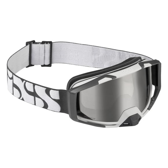 IXS Gâchette+ Lunettes Gâchette Blanc/argent Profil Bas, Sangle Élastique 45mm, Vision Périnéale Non Obstruée (178°x78°), Mousse 3 Plis pour Confort Accru, Compatibilité IXS Roll-Off/Tear-Off